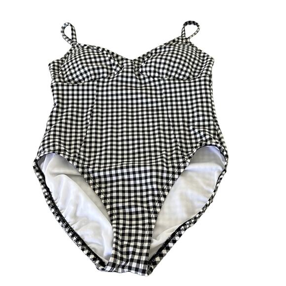 Time and Tru Black & White Check Lined One Piece Swimsuit Woman Medium 8/10 - Picture 1 of 8